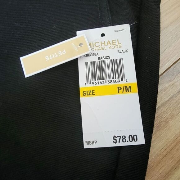 🆕️ Michael Kors Pull On Petite Slit Ankle Cropped High Waist Dress Pants Black - Picture 11 of 11